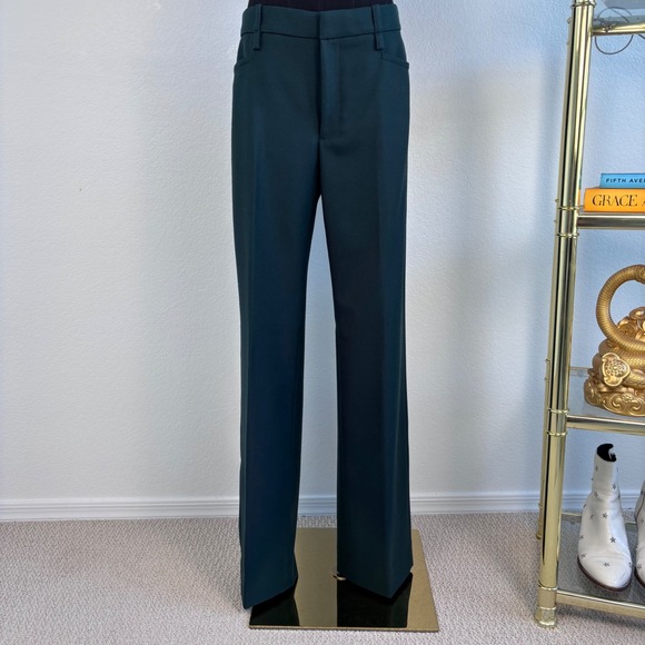 Banana Republic Lido Straight Leg Italian Wool Trouser Green Sz 4 Marzotto mill - Picture 2 of 16